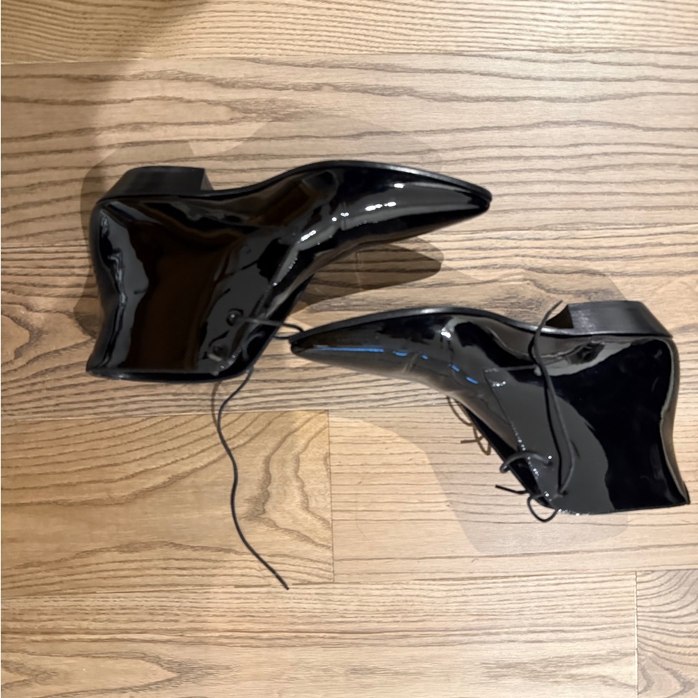 Yves Saint Laurent Black Patent Leather Ankle Boots
